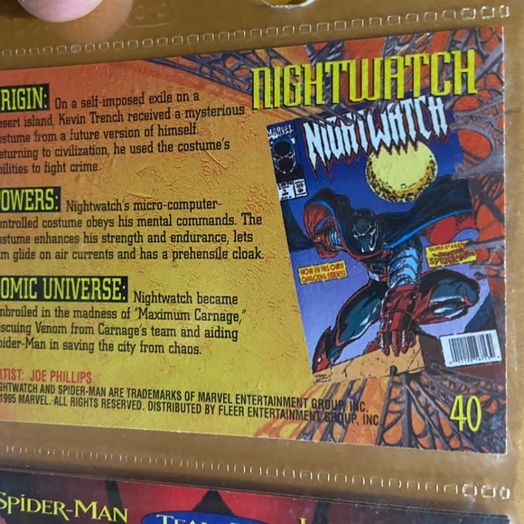Fleer Ultra Spiderman- Nightwatch 1995 collectible card - Picture 2 of 2
